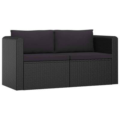 11 Piece Garden Lounge Set with Cushions Poly Rattan Black