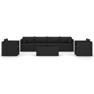 7 Piece Garden Lounge Set with Cushions Poly Rattan Black