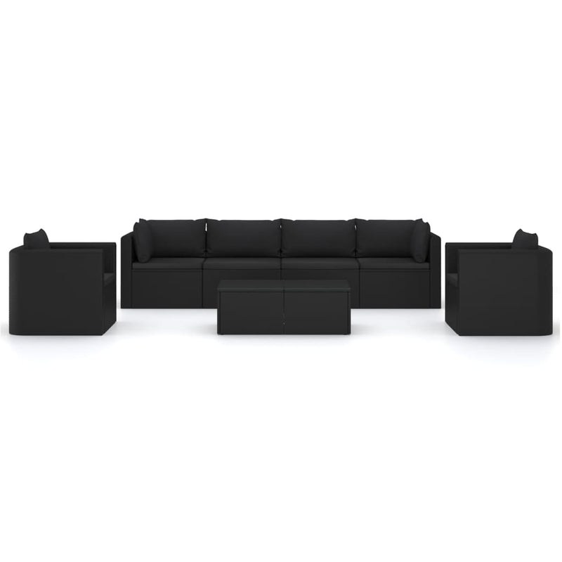 7 Piece Garden Lounge Set with Cushions Poly Rattan Black