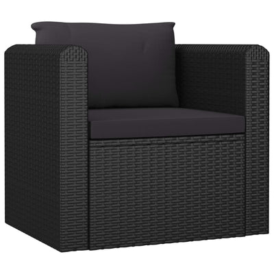 7 Piece Garden Lounge Set with Cushions Poly Rattan Black