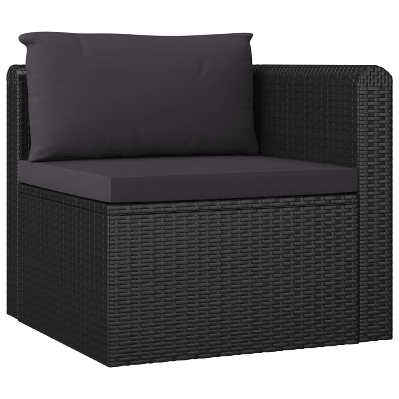 7 Piece Garden Lounge Set with Cushions Poly Rattan Black