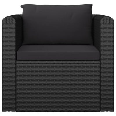 7 Piece Garden Lounge Set with Cushions Poly Rattan Black