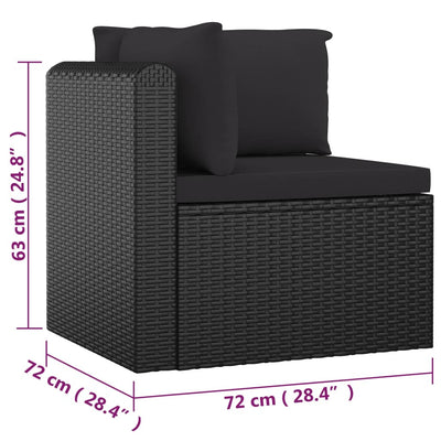 7 Piece Garden Lounge Set with Cushions Poly Rattan Black