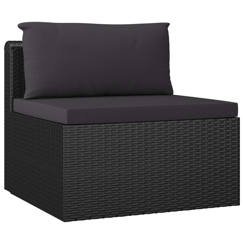 7 Piece Garden Lounge Set with Cushions Poly Rattan Black