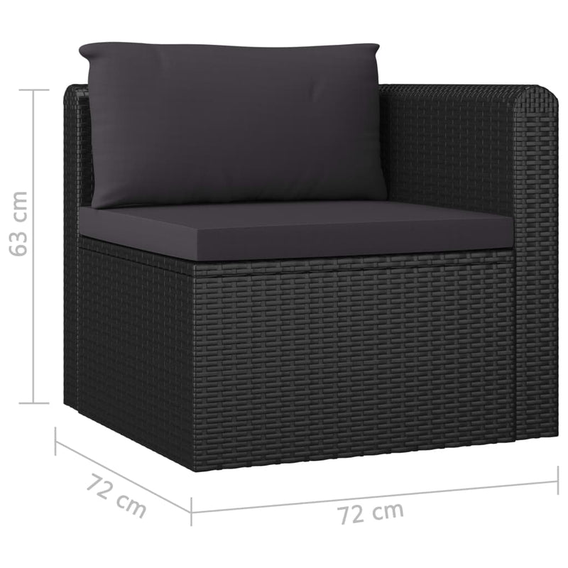 7 Piece Garden Lounge Set with Cushions Poly Rattan Black