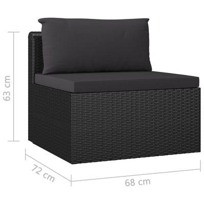 7 Piece Garden Lounge Set with Cushions Poly Rattan Black