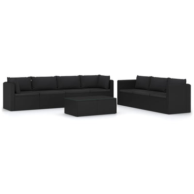 8 Piece Garden Lounge Set with Cushions Poly Rattan Black