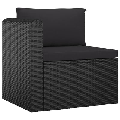 9 Piece Garden Lounge Set with Cushions Poly Rattan Black