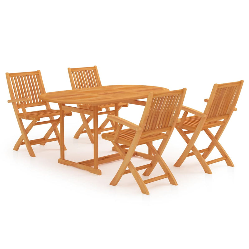 5 Piece Garden Dining Set Solid Teak Wood