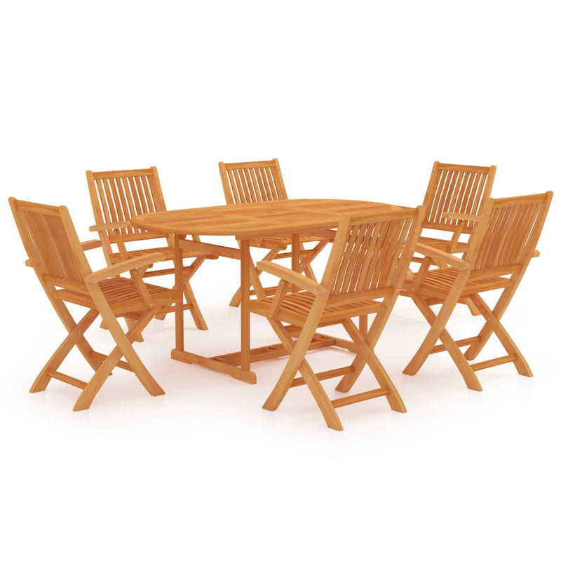 7 Piece Garden Dining Set Solid Teak Wood