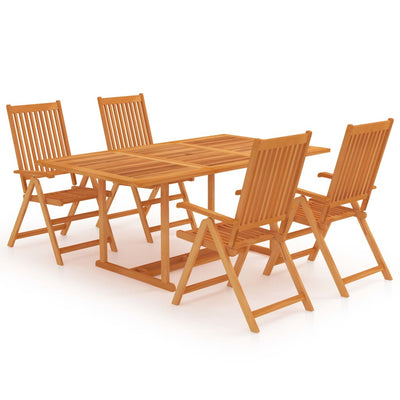 5 Piece Garden Dining Set Solid Teak Wood