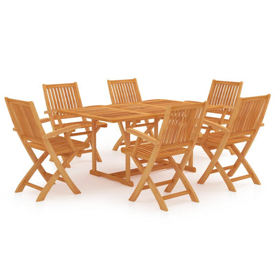 7 Piece Garden Dining Set Solid Teak Wood