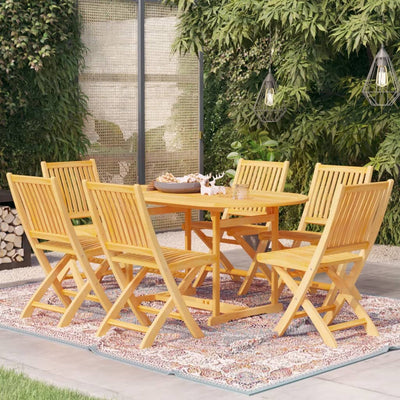 7 Piece Garden Dining Set Solid Teak Wood