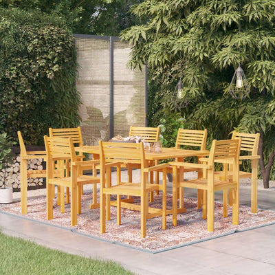 9 Piece Garden Dining Set Solid Teak Wood