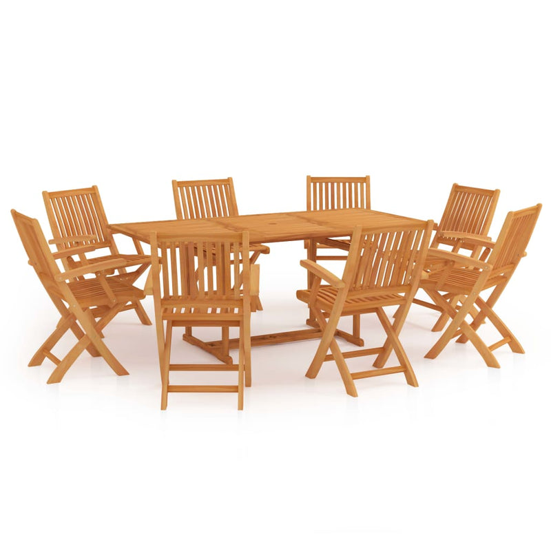 9 Piece Garden Dining Set Solid Teak Wood