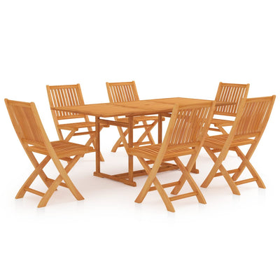 7 Piece Garden Dining Set Solid Teak Wood