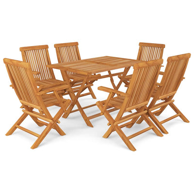 7 Piece Garden Dining Set Solid Teak Wood