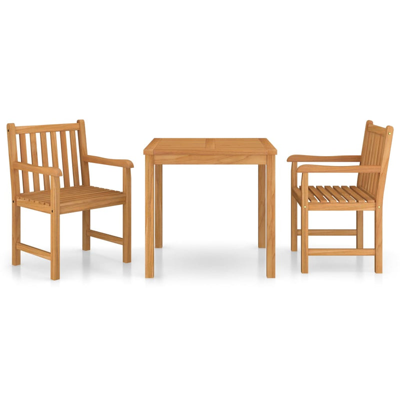 3 Piece Garden Dining Set Solid Teak Wood