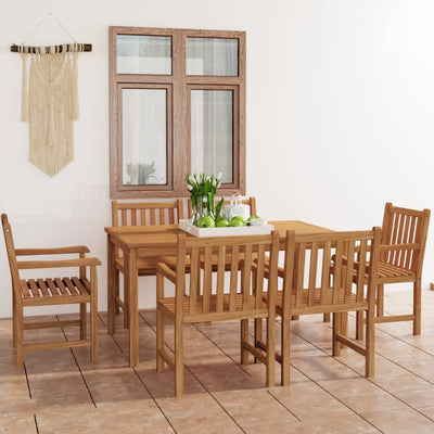 7 Piece Garden Dining Set Solid Teak Wood