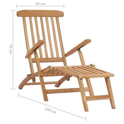 Garden Deck Chairs with Footrests and Table Solid Teak Wood