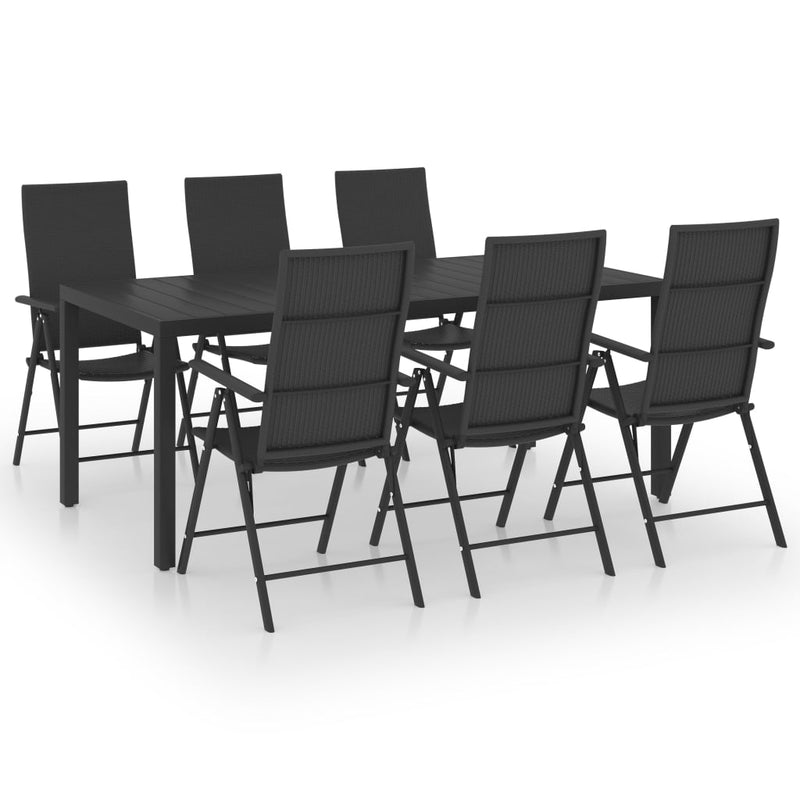 7 Piece Garden Dining Set Black