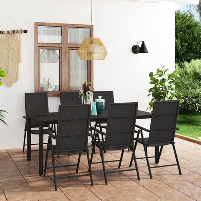 7 Piece Garden Dining Set Black