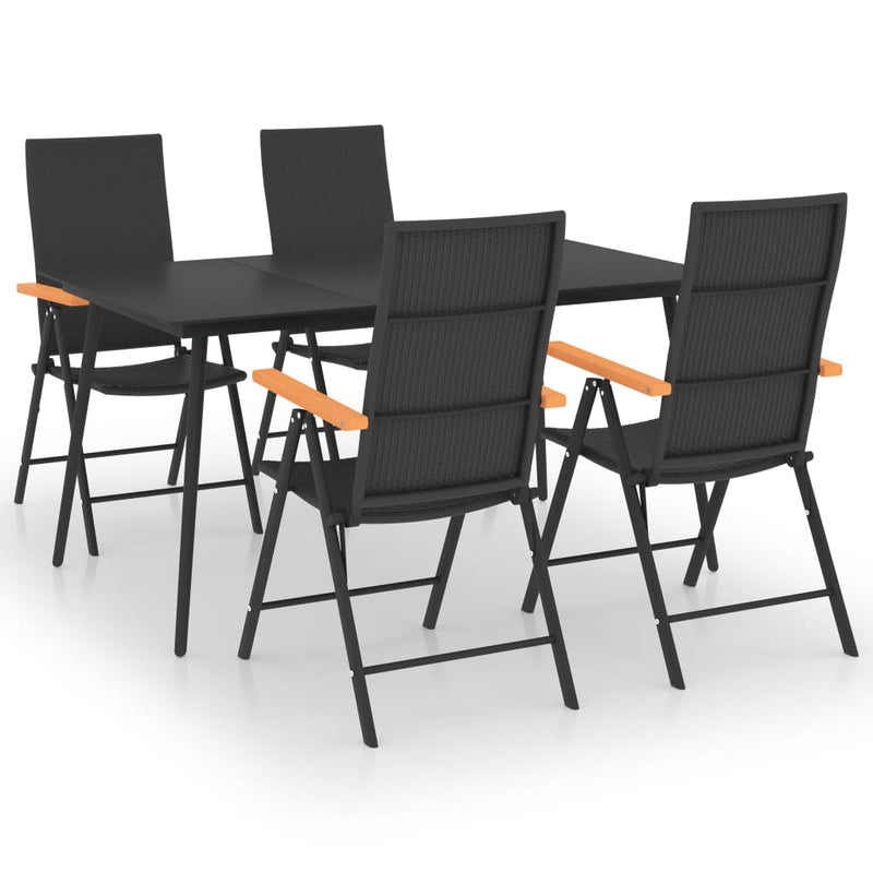 5 Piece Garden Dining Set Black and Brown