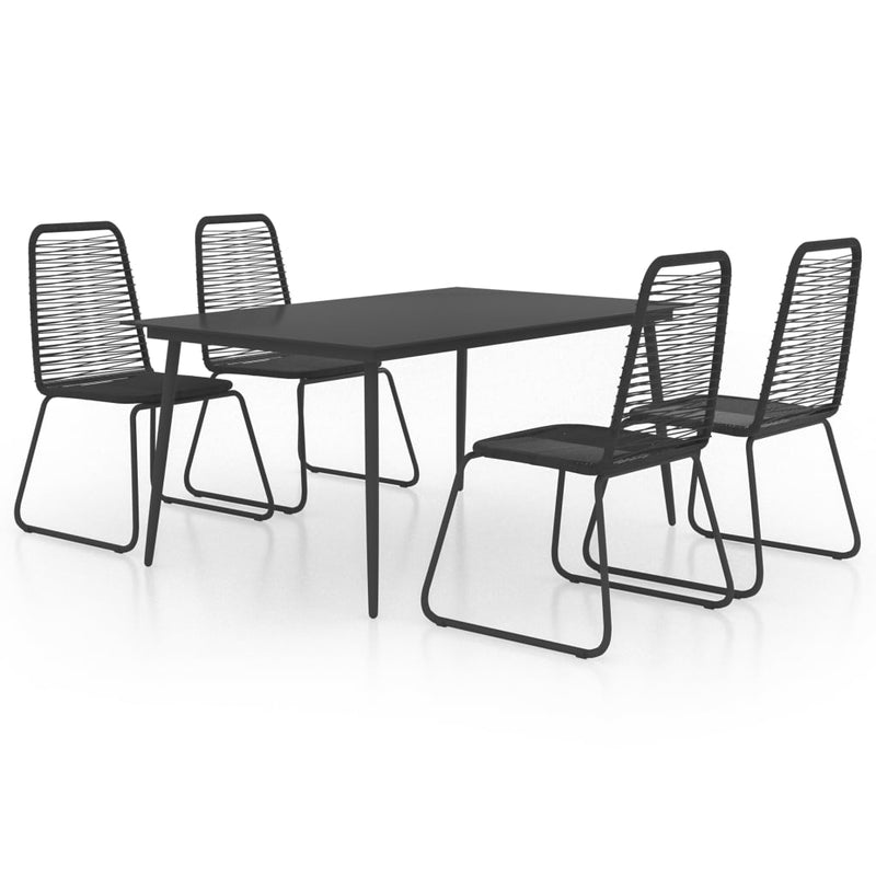 5 Piece Garden Dining Set PVC Rattan Black