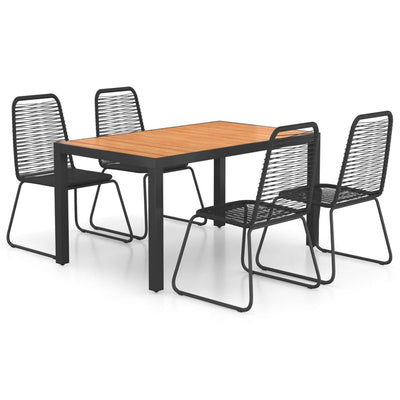 5 Piece Garden Dining Set PVC Rattan Black and Brown