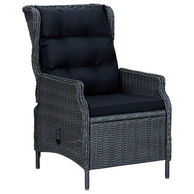 3 Piece Garden Lounge Set with Cushions Poly Rattan Dark Grey