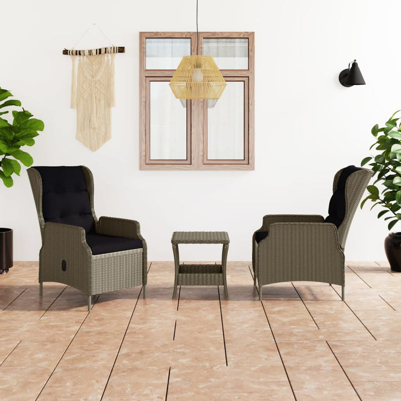 3 Piece Garden Lounge Set with Cushions Poly Rattan Brown