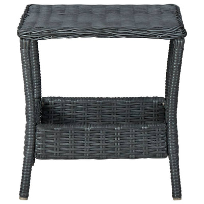 2 Piece Garden Lounge Set with Cushions Poly Rattan Dark Grey