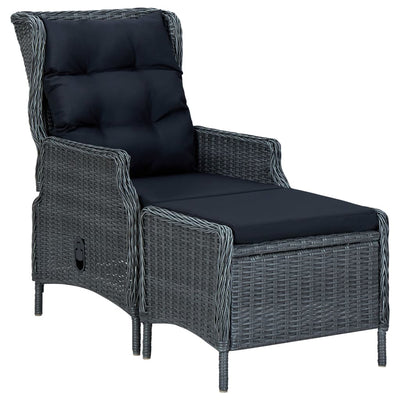 2 Piece Garden Lounge Set with Cushions Poly Rattan Dark Grey