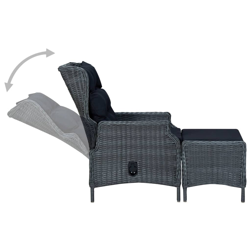 2 Piece Garden Lounge Set with Cushions Poly Rattan Dark Grey