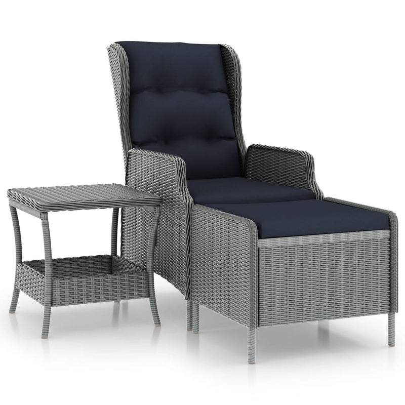 2 Piece Garden Lounge Set with Cushions Poly Rattan Light Grey