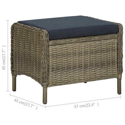 2 Piece Garden Lounge Set with Cushions Poly Rattan Brown