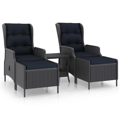 3 Piece Garden Lounge Set with Cushions Poly Rattan Dark Grey