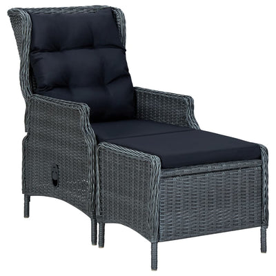 3 Piece Garden Lounge Set with Cushions Poly Rattan Dark Grey