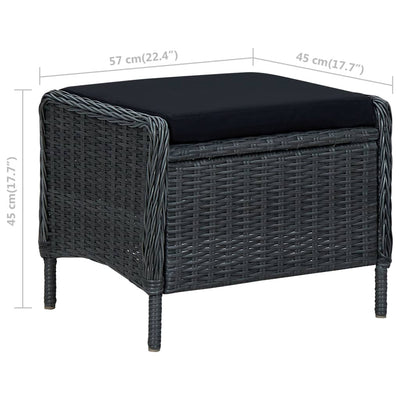 3 Piece Garden Lounge Set with Cushions Poly Rattan Dark Grey