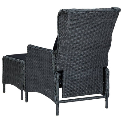 9 Piece Outdoor Dining Set with Cushions Poly Rattan Dark Grey