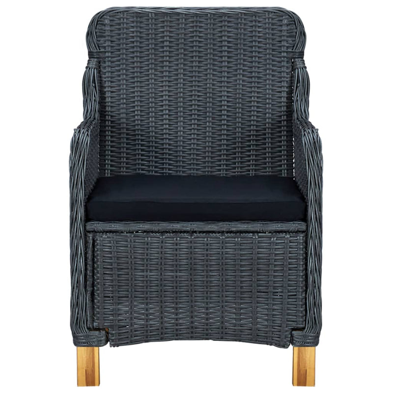 3 Piece Garden Lounge Set with Cushions Poly Rattan Dark Grey