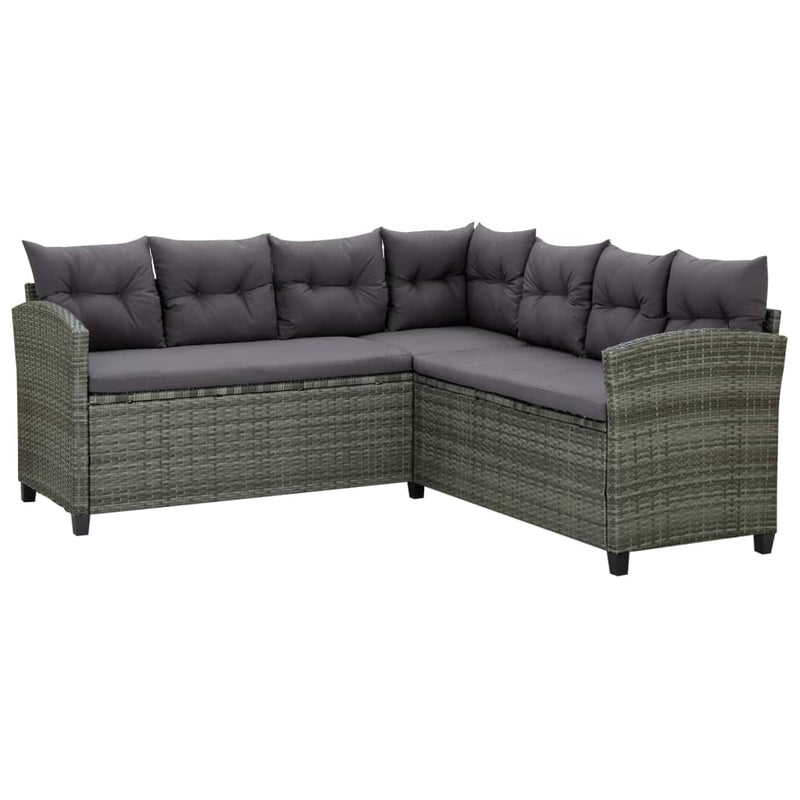 6 Piece Garden Lounge Set with Cushions Poly Rattan Grey