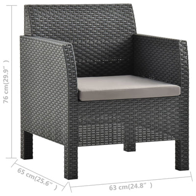 Garden Chair with Cushion PP Rattan Anthracite