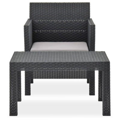 2 Piece Garden Lounge Set with Cushion Rattan Anthracite