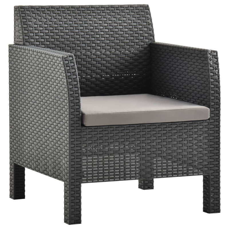 2 Piece Garden Lounge Set with Cushion Rattan Anthracite