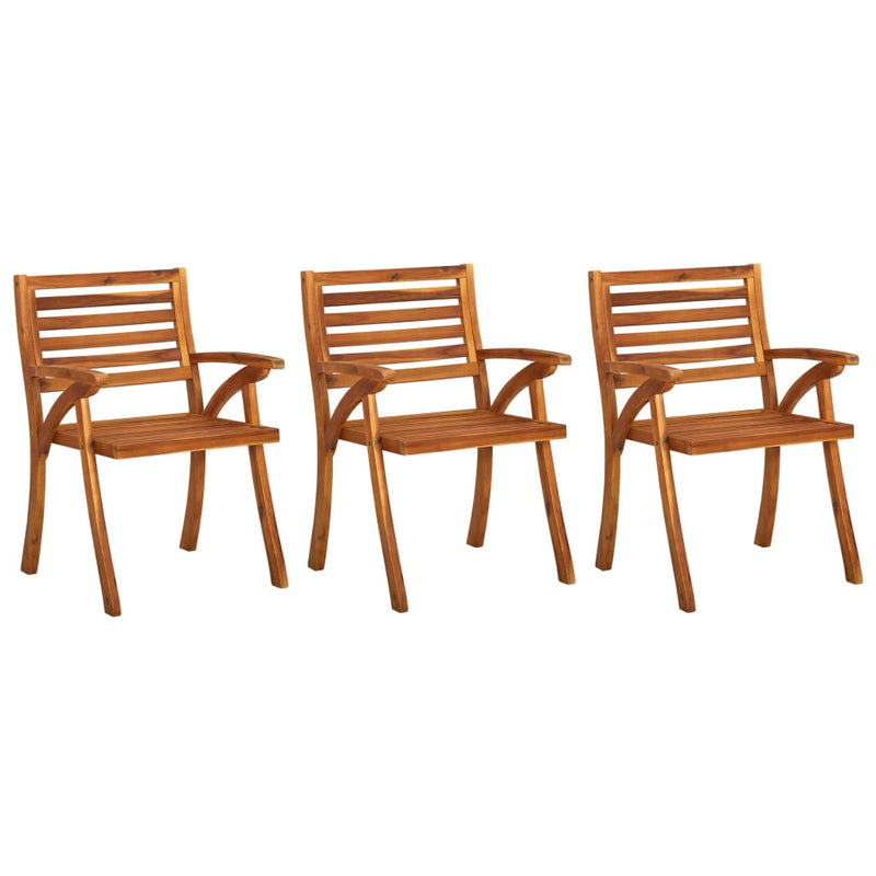 Garden Dining Chairs with Cushions 3 pcs Solid Acacia Wood