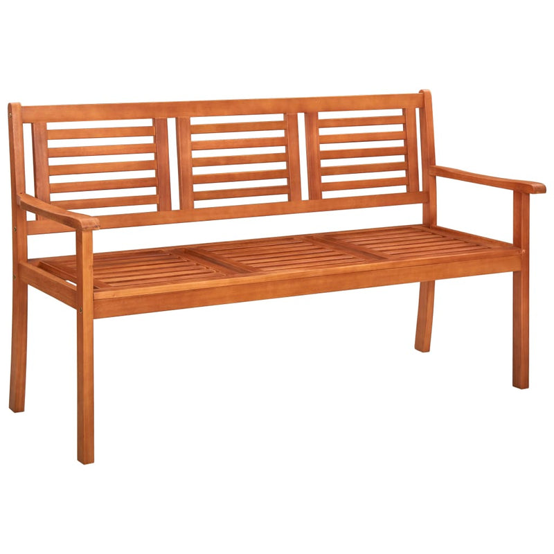 3-Seater Garden Bench with Cushion 150 cm Solid Eucalyptus Wood