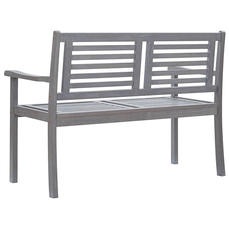 2-Seater Garden Bench with Cushion 120 cm Grey Eucalyptus Wood