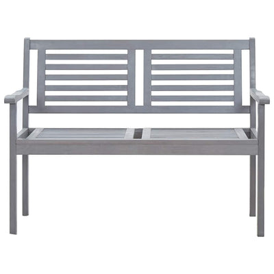 2-Seater Garden Bench with Cushion 120 cm Grey Eucalyptus Wood