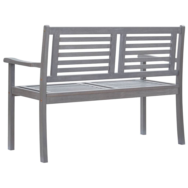 2-Seater Garden Bench with Cushion 120 cm Grey Eucalyptus Wood